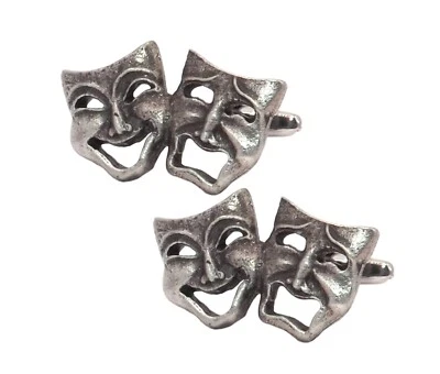Feliz y triste, máscaras de teatro peltre para hombre gemelos de regalo por gemelos directos Foto 1 de 4