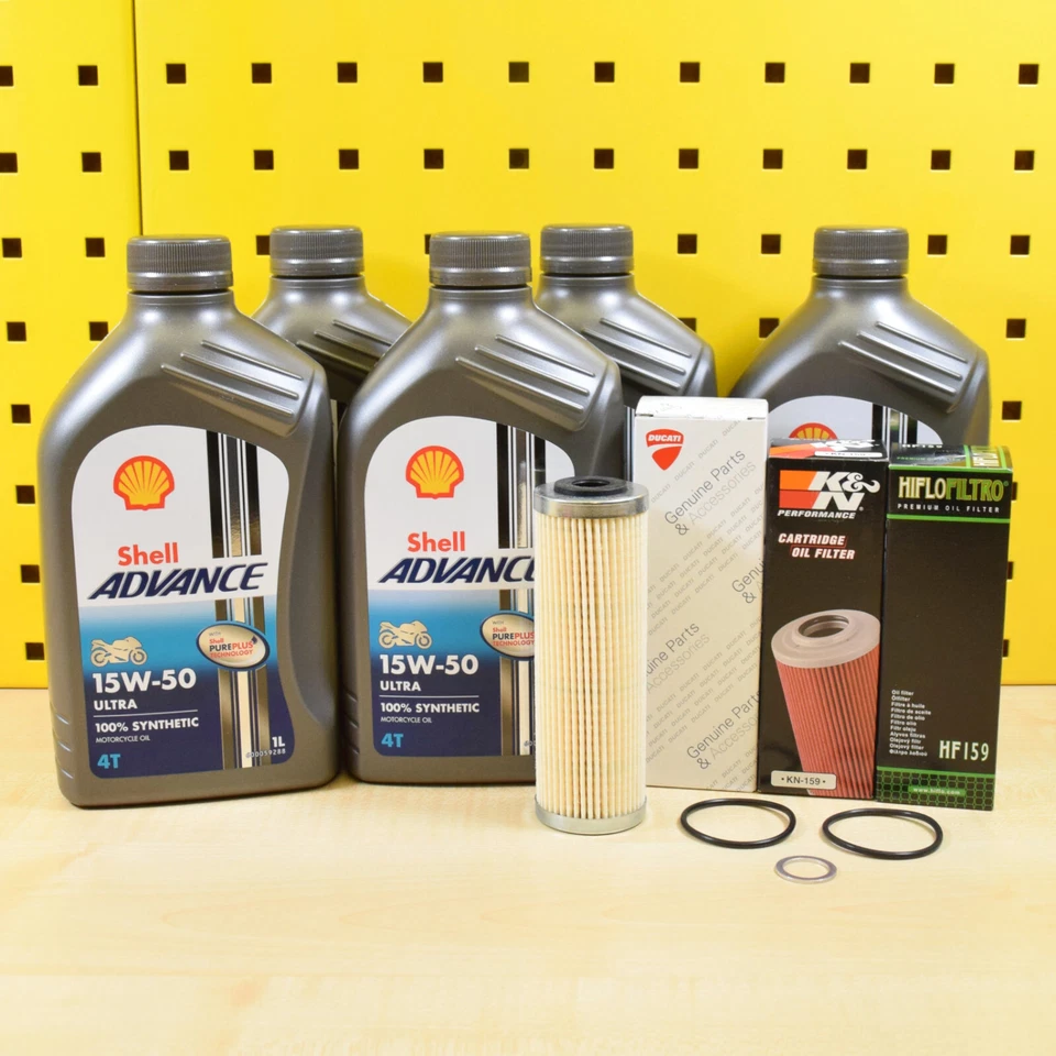 Ölwechselset Ölfilter Dichtungen Öl Shell 15w50 für: Ducati Multistrada V4  - Bild 1 von 1