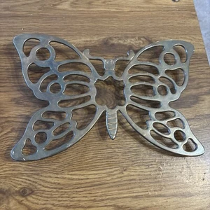 Leonard dekorativer versilberter Schmetterling Untersetzer/Wandkunst 10-3/4" x 7" - Bild 1 von 8
