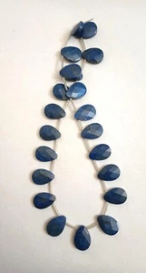 FACETED LAPIS 20x14MM TEARDROP BRIOLETTE BEADS - 3995E - Picture 1 of 3
