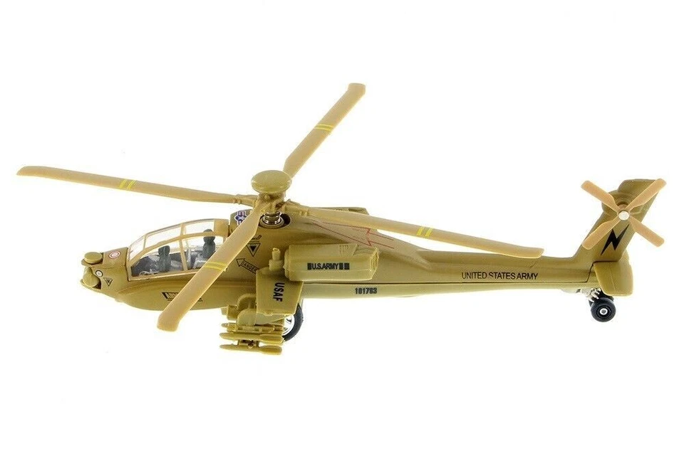 8" Boeing AH-64 Apache Helicopter Diecast Army Military Chopper Air Model Toy - Image 1 of 1