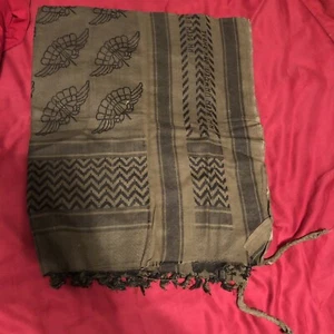 Military Free Fall Parachutist Parachute Jumper Scarf GREEN BLACK Shemagh COTTON - Picture 1 of 13