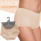 3 Pack Ladies Basic Knickers Cotton Maxi Plain Briefs Nude 12 14 16 18 20 22 24 