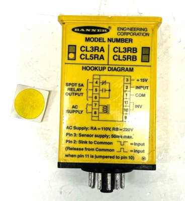 BANNER CL5RA LOGIC MODULE INPUT 105-130 VAC 12-28 VDC MAXI-AMP OAL 3-7/8" - Image 1 of 4