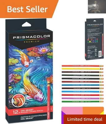 Adult Coloring Essentials: 12-Pack Erasable Colored Pencils with Vibrant Hues - Image 1 of 4
