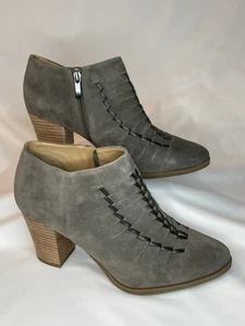FRANCO SARTO “Dean” Women’s US Sz 8.5 Nimbus Grey Suede Booties Stacked 3” Heels - Picture 1 of 24