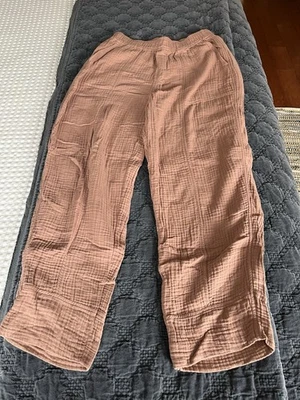 Madewell Cotton Gauze Pants Medium Tall  Do Well Sustainable Elastic Waist Rose - Image 1 of 4