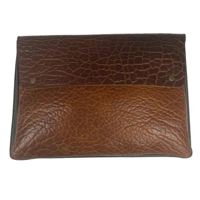 New Coronado Shrunken Bison & Horween Leather Large Hard Case Portfolio Folio - Image 1 of 4