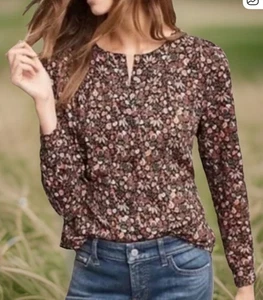 Blusa Maeve Ditsy S Negra Floral Manga Larga Botón Frontal Camisa Anthropologie - Imagen 1 de 12