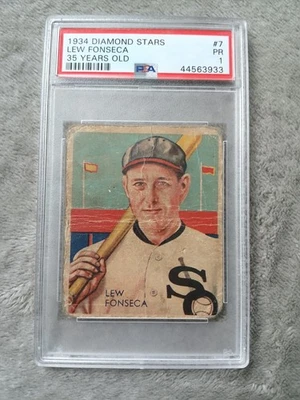 1934 Diamond Stars Lew Fonseca 35 Years Old #7 PSA PR 1 Graded Card - Image 1 of 2