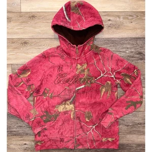 EUC Carhartt Realtree tarnfarbener Kapuzenpullover mit durchgehendem Reißverschluss für Damen – Large (12–14) – pink-rot - Bild 1 von 6