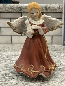 Estatuilla de ángel musical giratoria vintage ~ porcelana bisque, toca Navidad blanca - Imagen 1 de 5