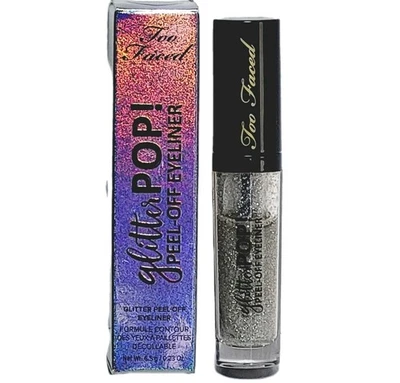 Too Faced Glitter Pop Peel Off Eyeliner SUPER FUN NIGHT Silver New in Box - Image 1 of 2
