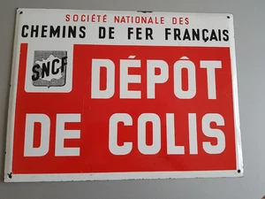 Rare et superbe Plaque émaillée SNCF "Dépot de colis" chemin de fer. - Photo 1/4