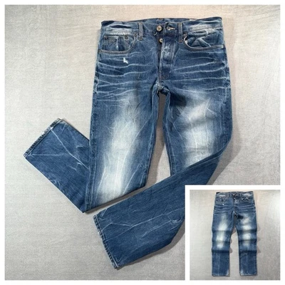 G Star Raw Jeans Men 33x30 Blue 3301 Straight Leg Lightning Strike Whiskers - Image 1 of 4