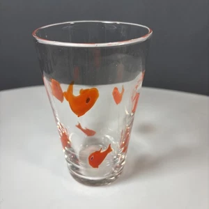 Crate & Barrel GO FISH Koi Goldfish Pint Glass Tumbler 18 oz - Picture 1 of 10