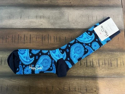 Meias Happy unissex azul paisley tamanho 10-13 - Imagem 1 de 3