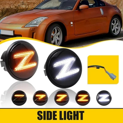 For 2003-2009 Nissan 350z Z33 09-20 370Z Z34 LED Side Marker Turn Signal Lights - Image 1 of 4