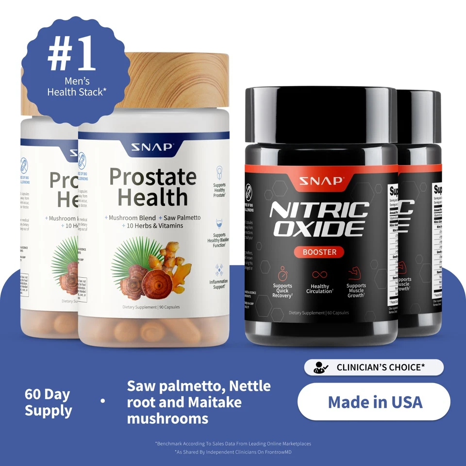 SNAP Prostate + Nitric Oxide Booster Saw Palmetto L-Arginine L-Citrulline 2 PACK - Image 1 of 4