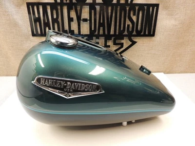OEM HARLEY '00-02 FLHRCI ROAD KING EFI TANQUE DE COMBUSTIBLE DE GASOLINA GAMUZA VERDE NEGRO VIVO Foto 1 de 4