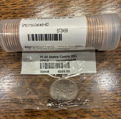 50 Coin Uncirculated Statehood Quarter Set-Littleton Item ST3500 Uncirculated 60 - Image 1 of 4