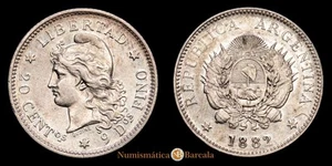 República de Argentina 20 Centavos (4,91gg) 1882 ARGENTINA KM-27 EBC - Picture 1 of 3