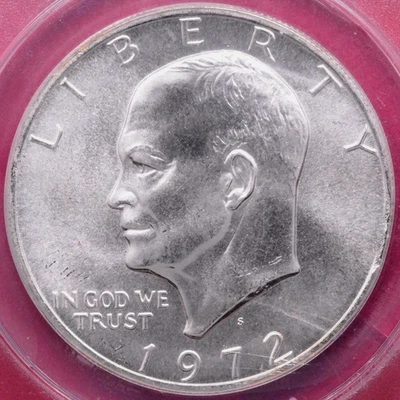 1972-S RAGGED RIM CLIP ERROR 3:00 SILVER IKE EISENHOWER DOLLAR! ANACS MS-66! - Image 1 of 4