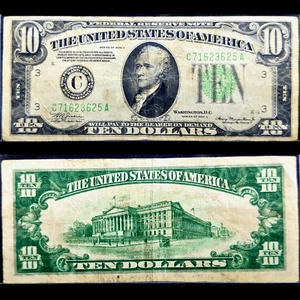 1934A Series Ten Dollar $10 Philadelphia Green Seal US Federal Reserve Note #697 - Picture 1 of 3