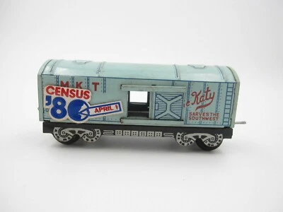VTG 1980's Census April 1 The Katy Sliding Door Rail Cart Tin Toy - Image 1 of 4