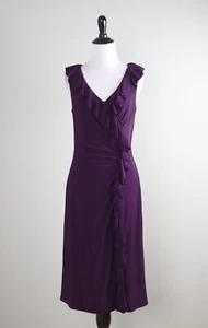 LAUREN RALPH LAUREN $129 Slinky Stretch Asymmetric Ruffle Dress Size 6 - Picture 1 of 6