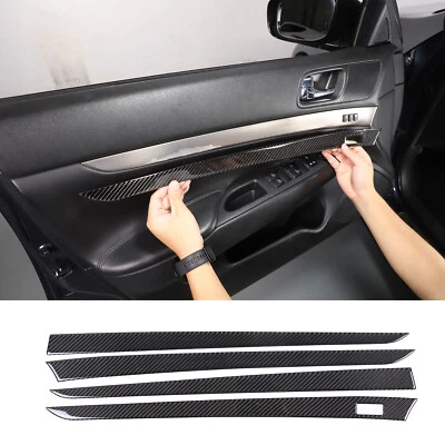 Carbon Fiber Interior Door panel Trim Sticker Fits 4-Doors Infiniti G25 G35 G37 - Image 1 of 4