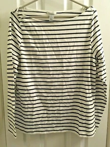 NEW H&M BOAT-NECKED JERSEY TOP (White & Navy) XL - Imagen 1 de 2