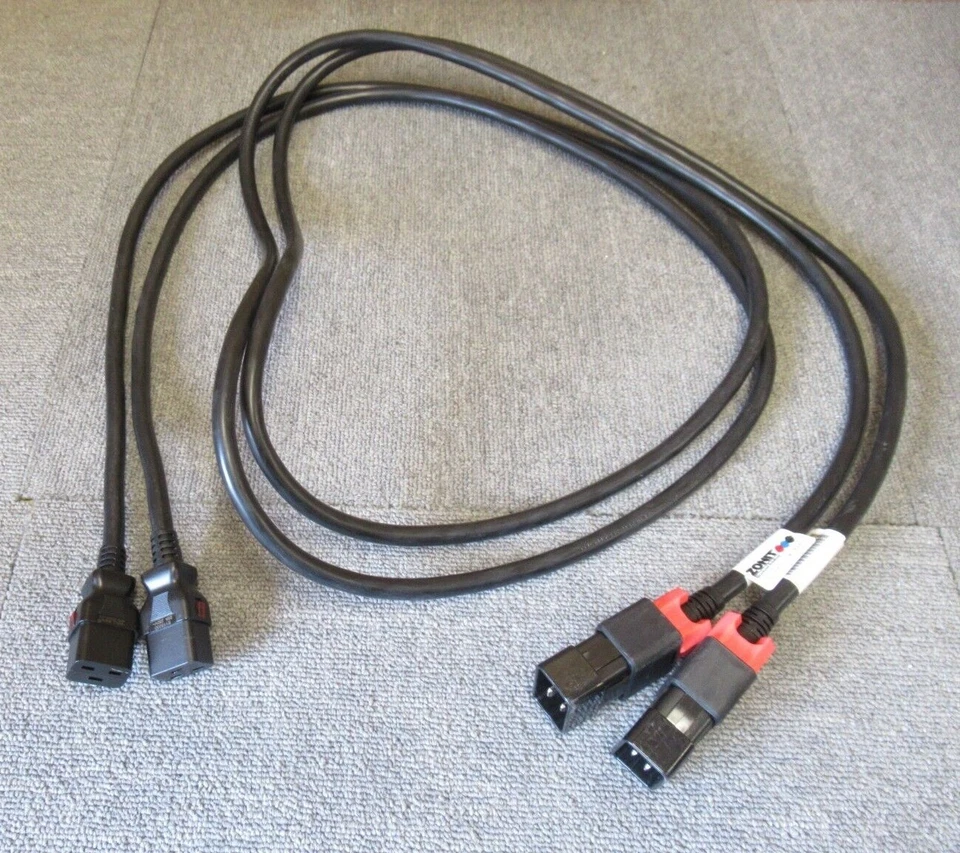 2 x Zonit zLock-zC20-12-aC19-2.5m IEC Dual Locking Cable 2.5M Black C20 To C19 - Image 1 of 4