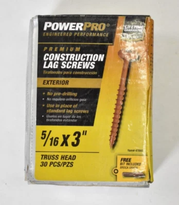 Hillman PowerPro Premium Tornillos de Retraso de Construcción 5/16" x 3" Paquete de 30 Piezas 47869 Foto 1 de 4