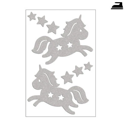 Einhorn Aufbügler Reflektoren - reflektierende Einhörner Bügelmotiv für Kleidung - Bild 1 von 4