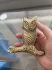 Vintage Brass Owl on Log. Paperweight, Ornament, Figurine. Bird Animal Woodland