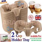 Biodegradable Carrier Moulded Pulp Fibre Coffee Hot/Cold Drink 2 Cup Holder Tray