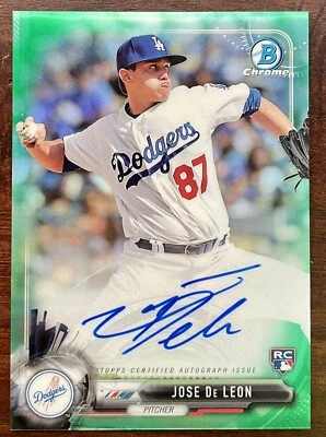 Bowman Chrome José de León 2017 refractor verde autógrafo automático/99 Cra-Jdl Foto 1 de 2