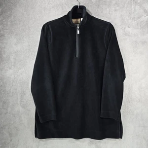 Liz Claiborne Lizwear Activewear Ribbed 1/4 Zip Black Velour Women's Size Medium - Picture 1 of 11