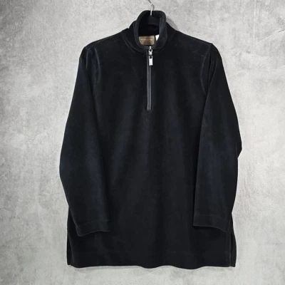 Liz Claiborne Lizwear Activewear Ribbed 1/4 Zip Black Velour Women's Size Medium - Image 1 of 4