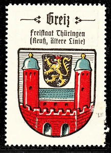 85) Kaffee Hag 1925 Greiz Thüringen Reuß jüngerer Linie Wappen Reklame Anhaftung - Bild 1 von 2
