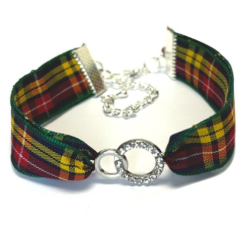 VALENTINO Bracciale BUCHANAN Tartan con Charm Love Link Argento + BORSA REGALO