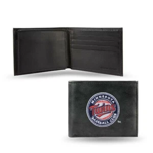 Minnesota Twins Men's Black Leather Wallet - MLB embroidered bifold wallet - Picture 1 of 2