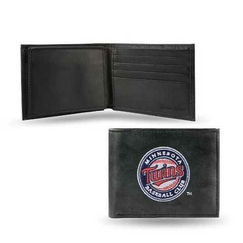 Minnesota Twins Men's Black Leather Wallet - MLB embroidered bifold wallet Cover