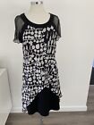 Boo Radley Blank And White Spotted Print Sheer Sleeve Size 12 Dress