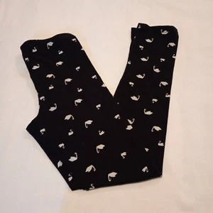 Old Navy Girls Jersey Leggings Size L Black White Swan Casual Comfort LNC - Picture 1 of 12