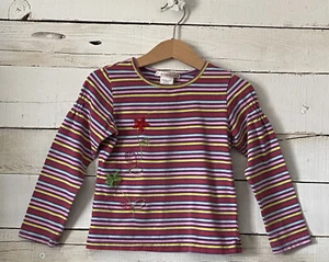 Girls Sz 4 DEUX par DEUX Striped l/s Embroidered Shirt Top - Picture 1 of 4