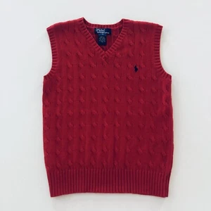 Polo Ralph Lauren Boys 7 Red Sweater Vest Holiday  - Picture 1 of 5