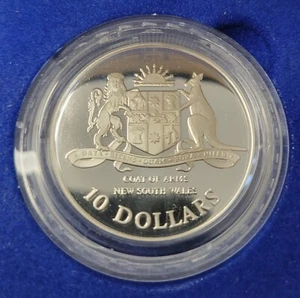 1987 10 Dollar Proof Silver  New South Wales Coin. Box And Cert. - Picture 1 of 3