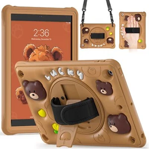 Brown BearPop Case Silicone Stand Cover tfor iPad 9.7 10.9 Pro 11 10.2 10.5 Mini - Picture 1 of 7